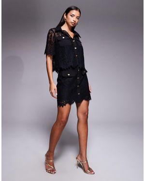 Forever New Lola Lace Button Detail Mini Skirt - Blue