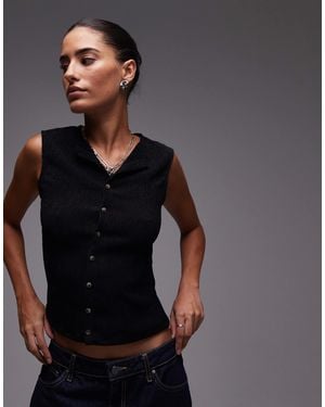TOPSHOP Crinkle Button Down Tank - Gray