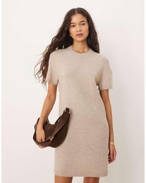 Abercrombie & Fitch Short Sleeve Jumper Mini Dress - Natural