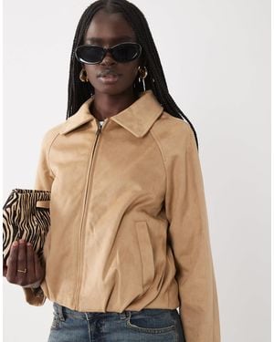 Mango Teen Faux Suede Bubble Hem Jacket - Brown