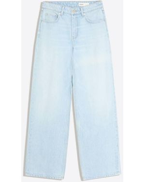 Bershka High-Waist Wide Straight-Leg Jeans - Blue