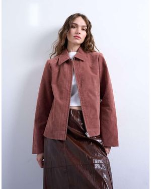 TOPSHOP Faux Suede Shacket - Red