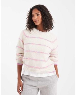 Pieces Jersey Color Crema Con Rayas Pastel De Punto De -Blanco
