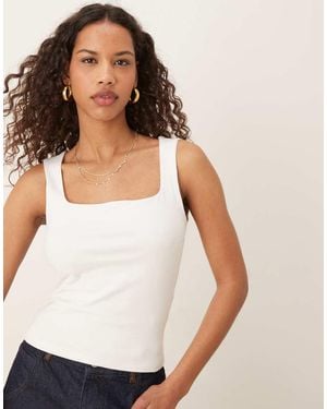 Gina Tricot Square Neck Tank Top - White