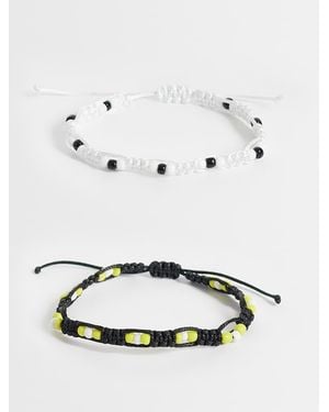 ASOS Pack De 2 Pulseras Trenzadas Con Cuentas - Gris