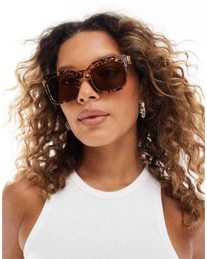 Pieces Rectangle Sunglasses - Brown