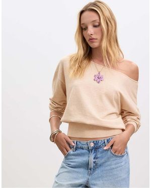 Stradivarius Gebreide Sweater Met Boothals - Blauw