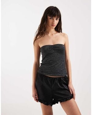 Motel Kolisa Ruched Glitter Bandeau - Black