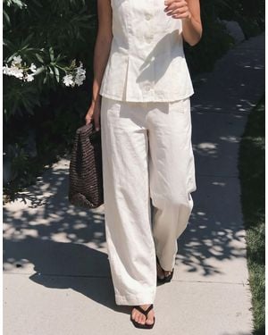 Vero Moda Linen Look Tailored Wide Barrel Pants Co-ord - White