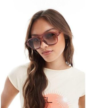 Aire Gafas De Sol Color Melocotón Cristalino De Estilo Aviador Whirlpool De - Marrón