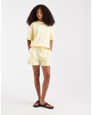 Pieces Pantalones Cortos De Chándal Amarillo Pálido De Talle Alto De (Parte De Un Conjunto) - Neutro