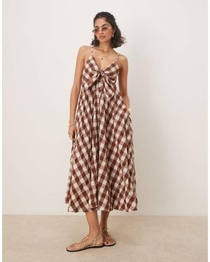 Free People Via Gingham Cami Midi Dress - Natural