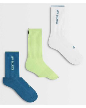 New Balance Calzini Alla Caviglia Performance Con Logo Multiplo Confezione Da 3 - Blu