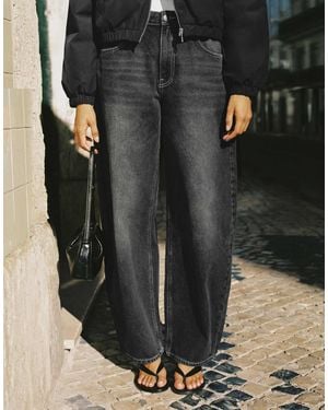 Pull&Bear High-waist-ballonjeans - Schwarz
