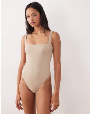 Free Society Square Neck Swimsuit - Brown