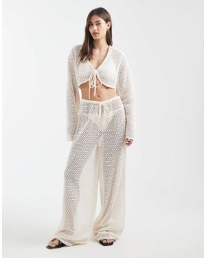 Aray Crochet Beach Trouser - White