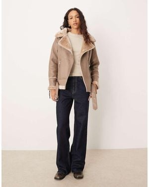 Barneys Originals Faux Shearling Aviator - Natural