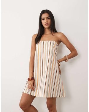 ASOS Linen Blend Strapless Mini Dress - Natural