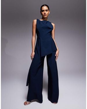 ASOS Mono Largo Con Hombro Retorcido Y Detalle Colgante De - Azul