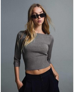 Bershka Boat Neck Jumper - Black