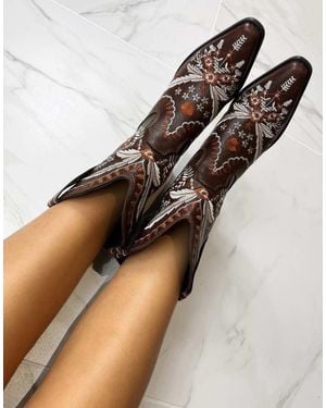 GIA STUDIOS Cowboy Western Boots - Brown
