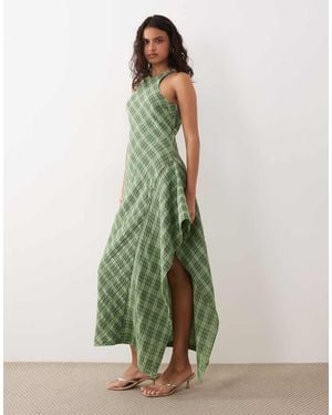 ASOS Racer Midi Dress With Side Ruffle Detail - Green