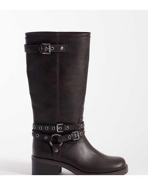 ASOS Curve Cassandra Eyelet Biker Boot - Black