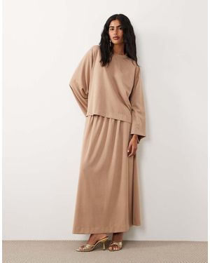 Iyal Luxe High Waist Maxi Skirt Co-ord - Natural