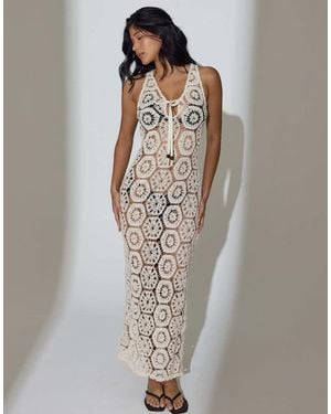 South Beach Crochet Tie Front Maxi Dress - White