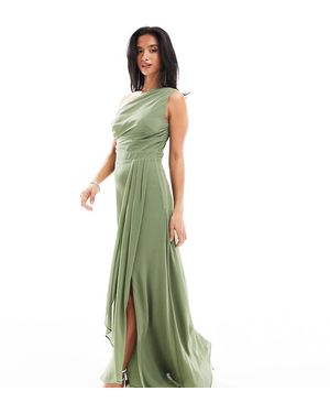 TFNC London Bridesmaid Chiffon Maxi Dress With Wrap Skirt - Green