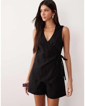 ASOS Wrap Front Playsuit - Black