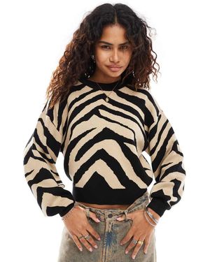 Noisy May Knitted Jumper & Zebra - Black