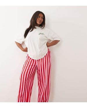 ASOS Asos Design Curve Taco Graphic Short Sleeve Top And Trousers Pyjama Set - Red