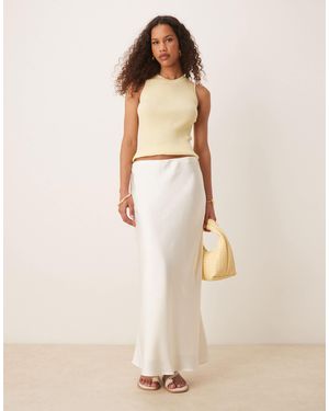 Abercrombie & Fitch Jupe longue coupée en biais à taille mi-haute - Neutre