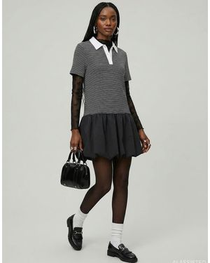HYPEDROP Vestido Negro De Manga Corta - Gris