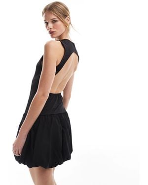 ONLY Open Back Bubble Hem Mini Dress - Black