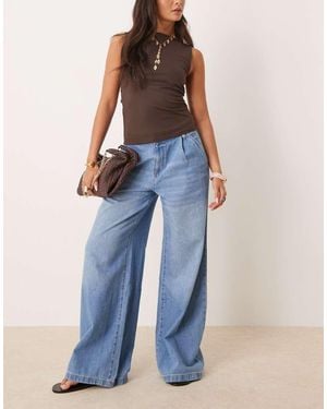 Mango Pleat Front Fluid Straight Leg Jean - Blue