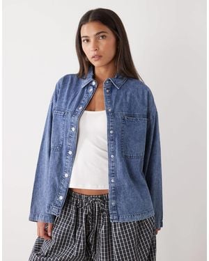 Noisy May Oversized Denim Shirt - Blue