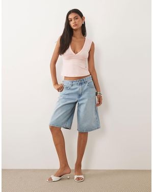 Motel Emberly Plunge Top - Blue