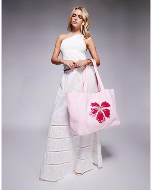 South Beach Lotus Flower Towelling Tote Bag - Pink