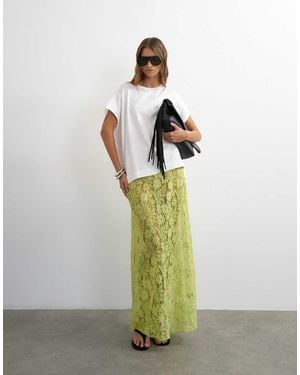 TOPSHOP Embellished Floral Lace Maxi Skirt - Green