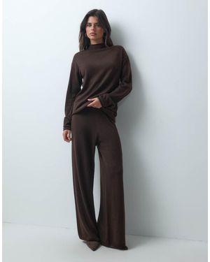 Iyal Super Soft Knitted Wide Leg Trousers Co-ord - Grey