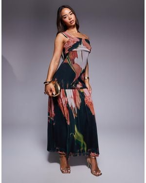 ASOS One Off Shoulder Mesh Maxi Dress - Multicolor