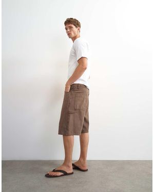 TOPMAN Pantalones Cortos Lavado Holgados De Estilo Carpintero - Blanco