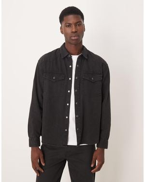 Abercrombie & Fitch Relaxed Denim Western Overshirt - Black