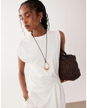 ASOS Long Corded Necklace With Abstract Pendant - Natural