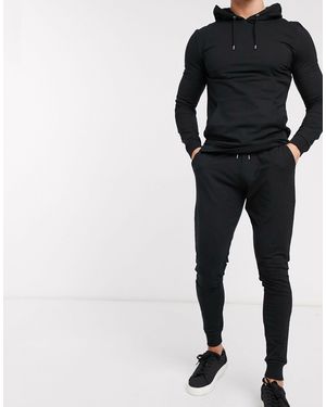 ASOS Muscle Tracksuit With Hoodie & Extreme Super Skinny sweatpants - Black