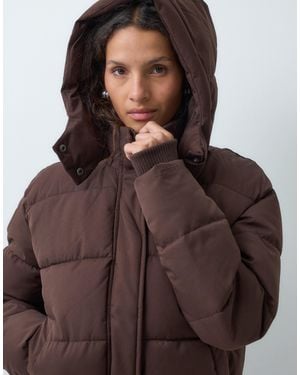 Hollister Oversized Puffer Jacket With Hood - Brown