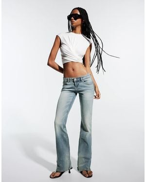Bershka Low-rise Slim Fit Boot-cut Jeans - Blue