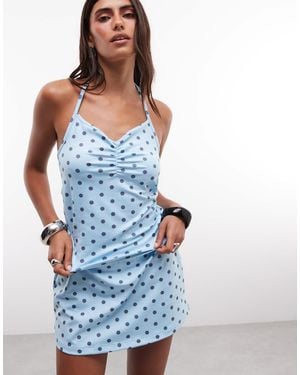 Collusion Ruched Front Halter Cami - Blue